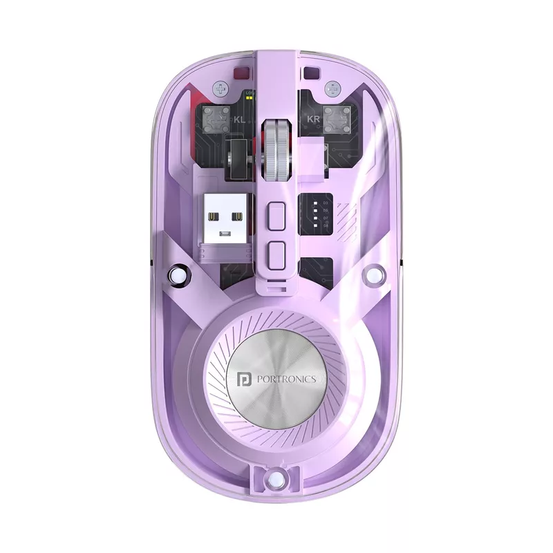 Portronics Toad 8: A sleek, transparent dual-mode Bluetooth mouse that seamlessly switches between devices. Ergonomic design, precise tracking, and long battery life make it perfect for on-the-go use.