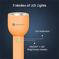 Portronics Eco Glow LED Torch – USB, Orange. Compact and lightweight, this rechargeable torch features bright LED light, durable design, and convenient USB charging for on-the-go illumination.