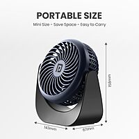 Portronics Toofan Table Fan – Rechargeable, 3-Speed, Black & Blue