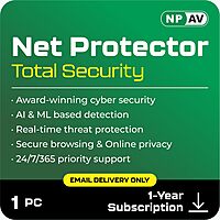 Net Protector Total Security 2025 Antivirus 1 PC 1 Year Email License