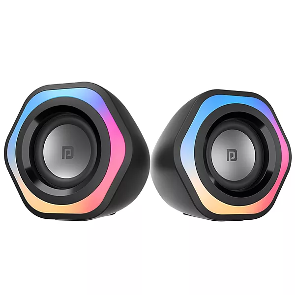 Portronics In Tune 4 Wired Speaker – 6W USB Powered | RGB Lights | 3.5mm AUX | Black