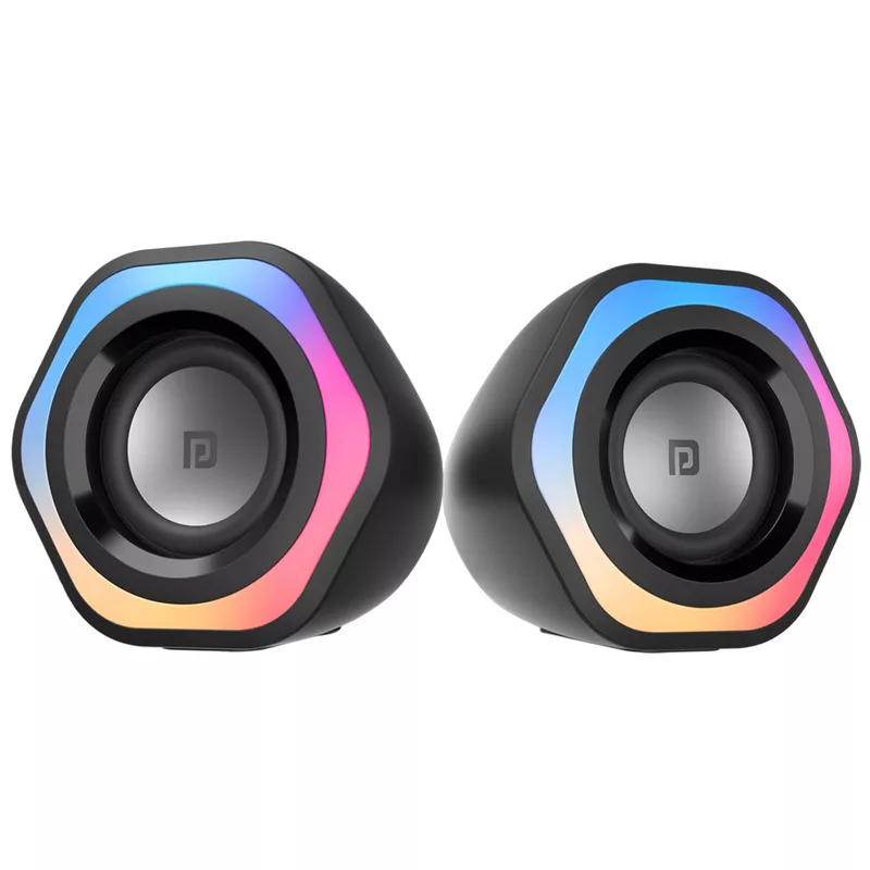 Portronics In Tune 4 Wired Speaker – 6W USB Powered | RGB Lights | 3.5mm AUX | Black
