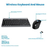 Portronics Key 2 Wireless Keyboard & Mouse Combo – Grey & Black | Reliable Wireless Combo