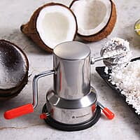Wonderchef Stainless Steel Coconut Scraper for Kitchen, Vacuum Base, Rotatable Handle, Manual Operation