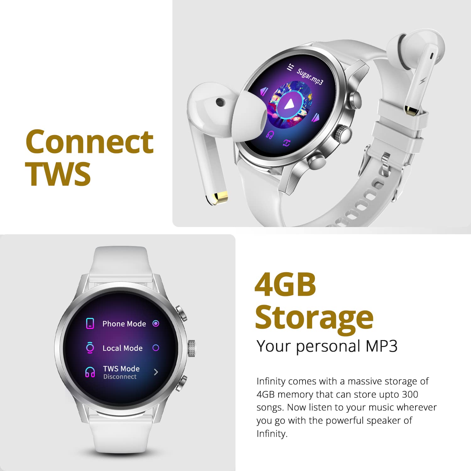 FireBoltt Infinity 1.6" Round Display Smart Watch Silver