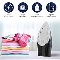 Crompton FabrimaX Plus 1250 W Steam Iron with 200 ml water tank, Upto 13g /min Steam Output and Teflon Coating Soleplate