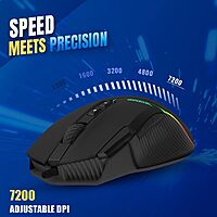 Lapcare Champ LGM-108 Wired Gaming Mouse – Adjustable DPI up to 7200 | 8 Programmable Buttons | Circular & Breathing RGB Lighting | Ergonomic Design