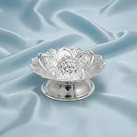 Sterling Silver Agarbatti Stand Lotus Design Incense Dhoop Sticks Holder