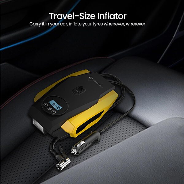 Portronics Vayu Lite – 150 PSI Car Tyre Inflator is a portable, efficient device for quick tyre inflation, ensuring road safety.