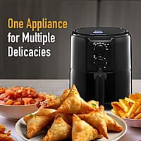 KENT Classic Plus Air Fryer | 1300W Power & 4.2L Capacity | Vapour Steam for Crisp Frying, Grill, Roast, Steam & Bake | Auto Cut-Off | 80% Less Oil | High Temperature & Uniform Heating | Black