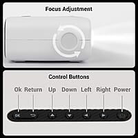 ZEBRONICS PIXAPLAY 13, LED Projector, 2000 Lumens, 200 Inch Screen Size, HDMI, USB, AUX, AV, FHD 1080p Support, Built in Speaker, Remote Control