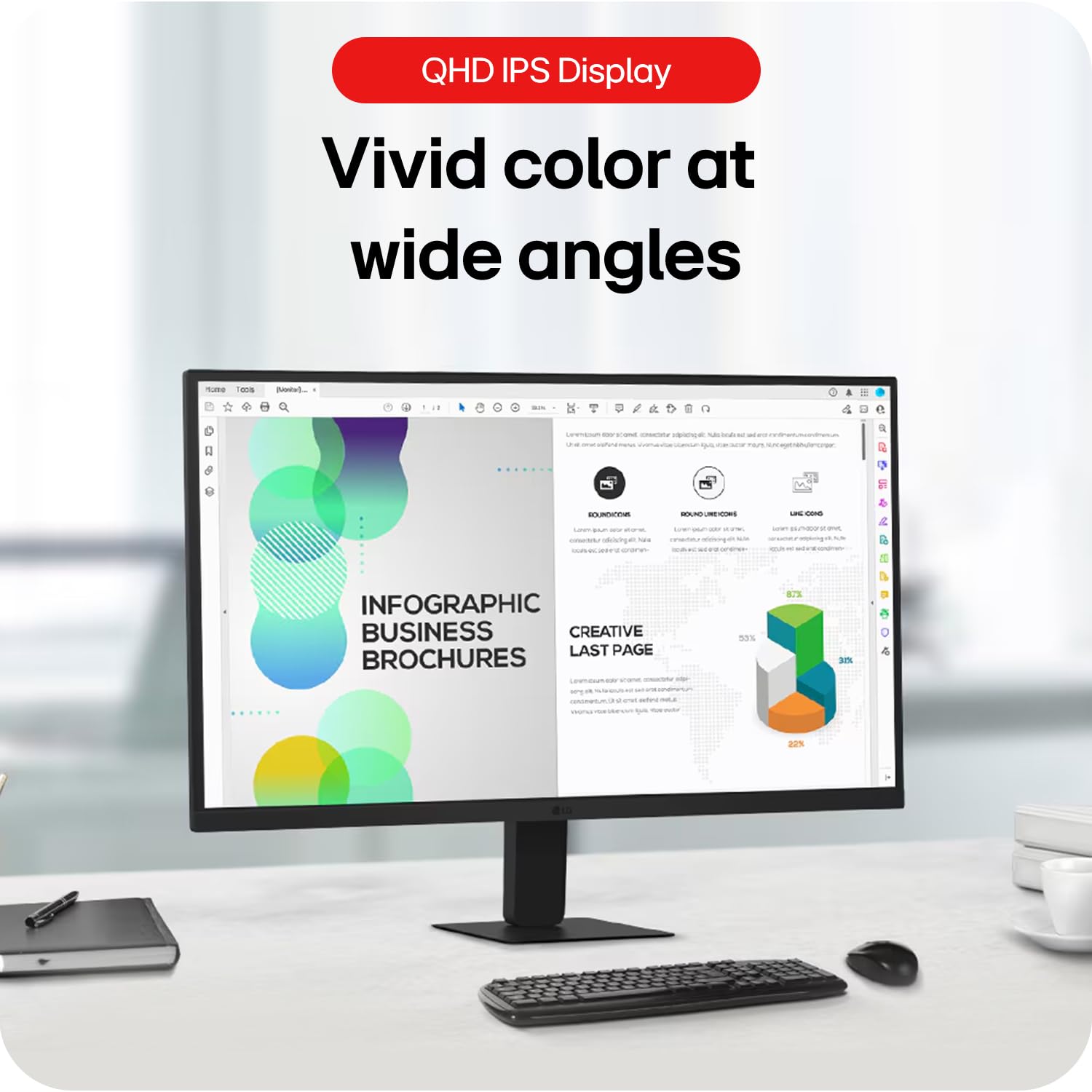 Open Box LG (2560x1440) IPS PC Monitor with 100Hz, 5ms (GtG) HDR10, Flicker Safe, Reader Mode, HDMI, USB-C, Anti-Glare, 3-Side Virtually Borderless Design, sRGB 99% (Black) 24U631A