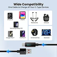 Portronics Konnect View – 66W Type-C Cable, LED Indicator, 1.2M Length, Fast Charging, Durable Design, Compatible with Laptops, Smartphones, and Tablets, Ideal for Home and Office Use.