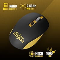 ZEBRONICS Jaguar Wireless Mouse (Black Adam), 2.4GHz with USB Nano Receiver, High Precision Optical Tracking, 4 Buttons, Metal Wheel, Ambidextrous, for PC/Mac/Laptop