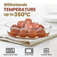 AGARO Elite Borosilicate Glass Baking Tray for Kitchen, 1600 ml Oval