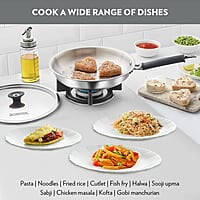 Borosil Cookfresh Tri-ply Stainless Fry Pan with Lid, Induction Friendly, 1.9 L, 24 cm Dia