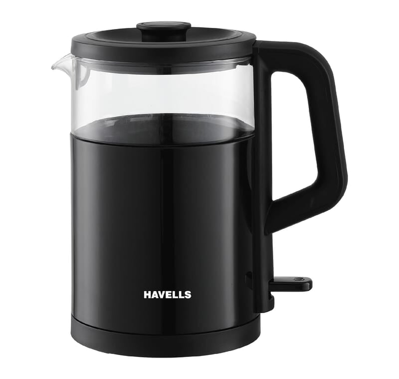 Havells MARINO Low Noise Glass Electric Kettle 1L 1200W Borosilicate Glass inner & Cool Touch Outer Body