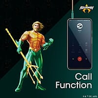 ZEBRONICS DC AQUAMAN edition BUDS 30 3.5mm stereo earphone with inline microphone for calling, volume control, multifunction button, 14mm drivers, stylish eartip design and 1.2 meter durable cable