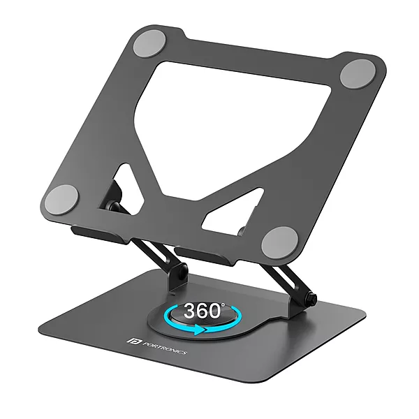 Portronics K11 Laptop Stand – Black, Metal & 360° Adjustable