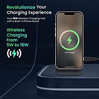 Portronics Freedom Fold 15W Wireless Charger – Foldable | PU Leather | 1M Type-C Cable | Grey