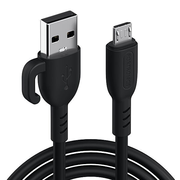 Portronics Konnect Core 3 – USB-A to Micro USB Cable, 1.5m, Durable, Fast Charging, Data Sync, Compatible with Smartphones, Tablets, Black