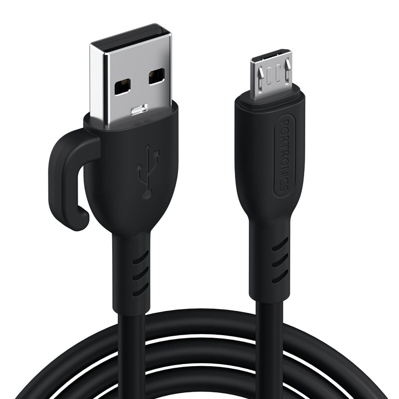 Portronics Konnect Core 3 – USB-A to Micro USB Cable, 1.5m, Durable, Fast Charging, Data Sync, Compatible with Smartphones, Tablets, Black