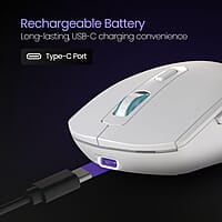 Portronics Toad One Bluetooth Mouse with 2.4 GHz & BT 5.3 Dual Wireless, 6 Buttons, Rechargeable, RGB Lights, Connect 3 Devices, Ergonomic Design for Laptop, Smartphone, Tablet