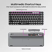 Portronics Bubble 2.0 Grey Wireless Keyboard features a stylish design, comfortable keys, Bluetooth connectivity, and long-lasting battery life for productivity.