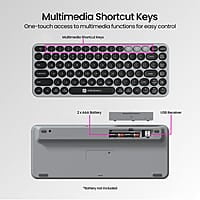 Portronics Bubble 2.0 Wireless Keyboard with Bluetooth + 2.4 GHz Receiver, Connect 3 Devices, Compact TKL Size, 10m Working Range