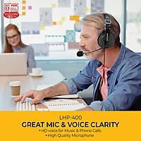 Lapcare LHP‑400 Multimedia USB Wired Headset with Mic | Over‑Ear Stereo Headphones with 40 mm Driver, HD Sound & 3‑Way Adjustable Mic – Ideal for Calls & Media