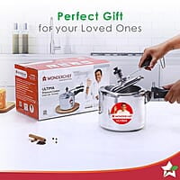 Wonderchef Inner Lid Ultima Pressure Cooker 3 litres, 3.25 mm Heavy Encapsulated Bottom Bakelite Handles for Durability Induction Friendly (Aluminium, Silver)