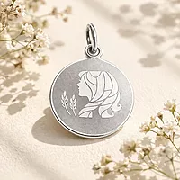 925 Sterling Silver Virgo Zodiac Pendant for Men & Women | Maiden Astrology Charm Necklace | Round Engraved Horoscope Jewelry