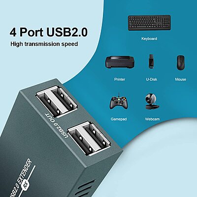 Uport USB 2.0 Extender Cable – 50 Meter, durable, supports 480 Mbps data transfer, ideal for long distances, plug and play.