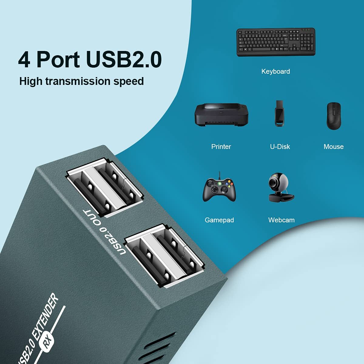 Uport USB 2.0 Extender Cable – 50 Meter, durable, supports 480 Mbps data transfer, ideal for long distances, plug and play.