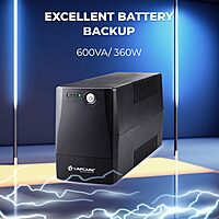 Lapcare LAPON‑750 UPS: 600 VA/360 W line‑interactive UPS with AVR, generator‑safe cold‑start, off‑mode charging, auto‑restart on power restore, 2‑year warranty.