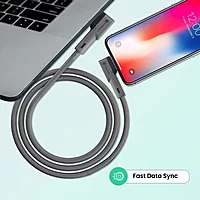 POR 1441 Konnect L C-C – 60W USB-C to USB-C Braided L Pin Cable | 1.2M | Grey | 06 Months