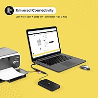 Portronics Mport 31C – 4-in-1 USB-C Hub, 5Gbps Speed, supports HDMI, USB 3.0, and SD card reader, compact design, perfect for laptops and tablets, enhances connectivity and productivity.