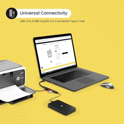 Portronics Mport 31C USB C Hub (4-in-1), Type C Multiport Adapter with 1 x USB 3.0 & 3 x USB 2.0 Ports, up to 5 Gbps High Speed Data Transfer (Grey)