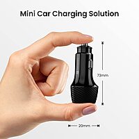 Portronics 51W Dual Output Car Charger 33W Type-C PD + 18W USB Fast Charging Black