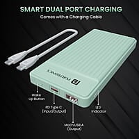 Portronics Luxcell B 10K 10000 mAh 22.5W Fast Charging Power Bank, Ultra Slim Power Bank with Mach USB-A Output, Type C PD Output