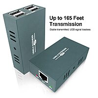 uPort USB Extender with 4 USB 2.0 Ports | Transmit 50m/165ft Over Ethernet Cat5/5e/6/7 | Power Over Cable | Plug & Play| USB RJ45 LAN Extension