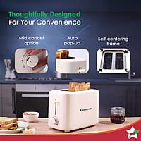 Wonderchef Bellagio 2-Slice Pop-up Toaster with Lid Cover  800 Watt 7- Level Browning Controls