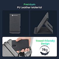 Portronics Freedom Fold 15W Wireless Charger – Foldable | PU Leather | 1M Type-C Cable | Grey