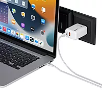 Portronics Adapto 65X 65W GaN Dual Port PD Charger with 100W Type-C Cable | White