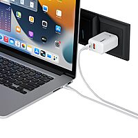 Portronics Adapto 65X 65W GaN Dual Port PD Charger with 100W Type-C Cable | White