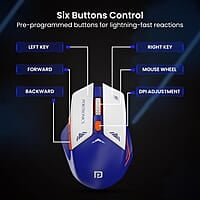 Portronics Vader Pro Wireless Gaming Mouse with 2.4 GHz Receiver, 6 Buttons, Thumb Support, High-Precision Tracking, Ergonomic Comfort, Adjustable Optical DPI for Laptop, PC, Mac