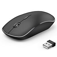 Joy Wireless + Bluetooth Mouse – Silent Click, Sleek Design, Black & White, Ergonomic Shape, Long Battery Life, Compatible with Multiple Devices, Perfect for Home & Office Use, Smooth Tracking.