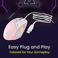 Portronics Vader Pink Gaming Mouse – 6400 DPI RGB features customizable RGB lighting, ergonomic design, and high precision for an immersive gaming experience. Perfect for gamers who love style!