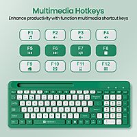 Portronics Bubble Square Bluetooth + Wireless Keyboard – Multimedia Keys  | Green | 1 Year Warranty