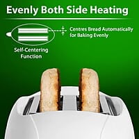 AGARO Venus 750W, Two Slice Toaster with 6 Toasting Levels